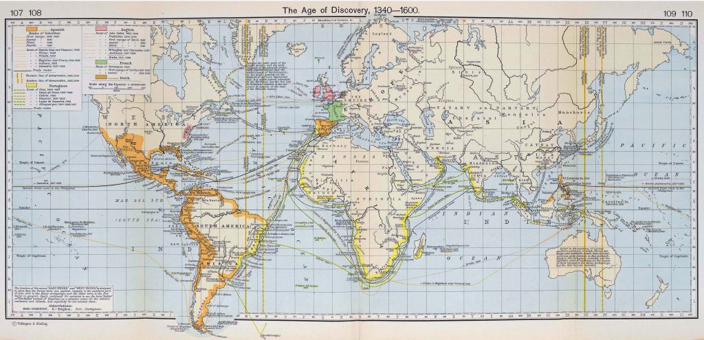 La Era de los Descubrimientos entre 1340 y 1600.