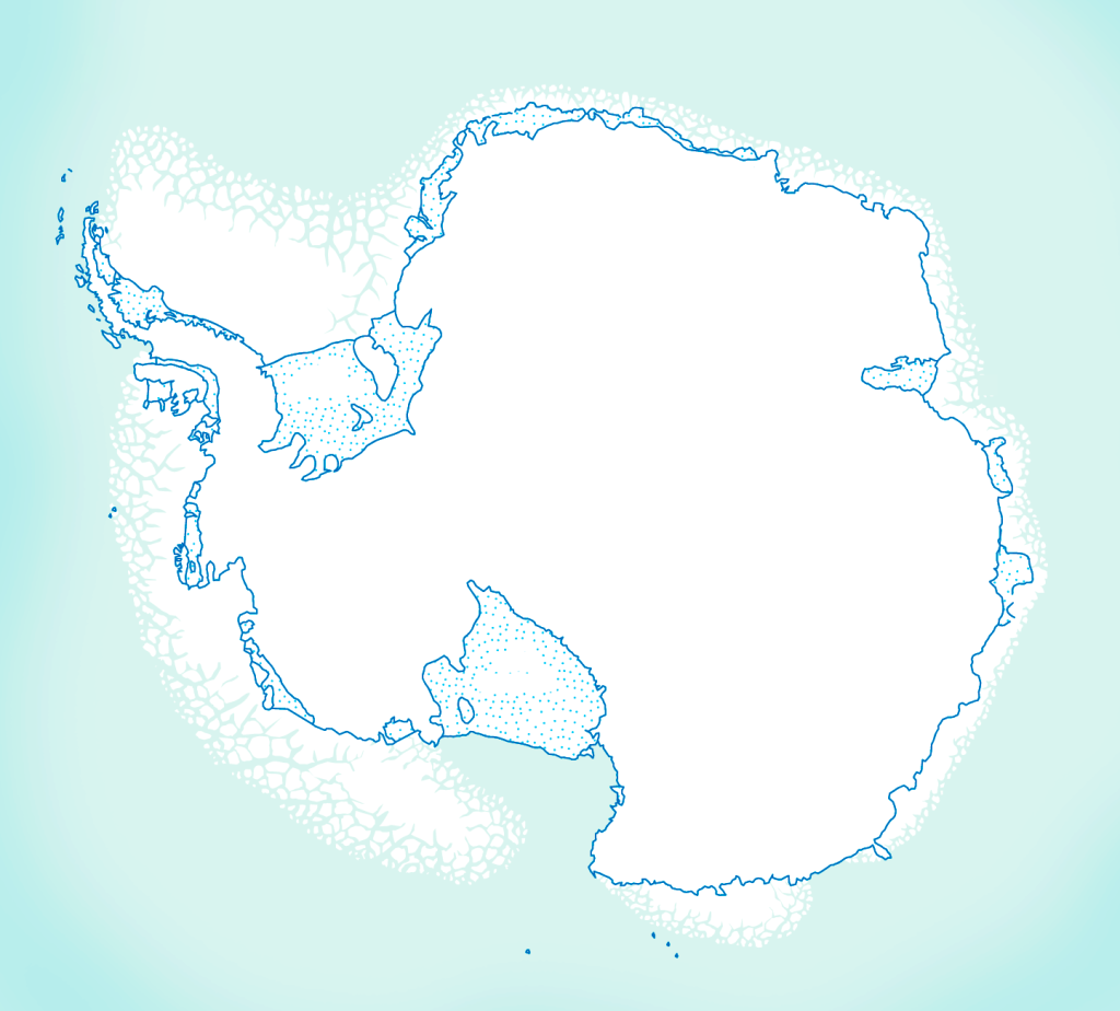 Mapa mudo de la Antártida.