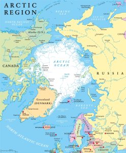 Mapa de los países de la región ártica.