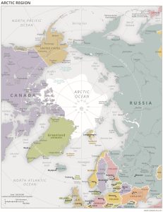 Mapa político de la región ártica.