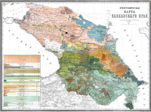 Mapa etnográfico de la región del Cáucaso, 1880