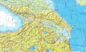 Mapa de relieve sombreado del Cáucaso.