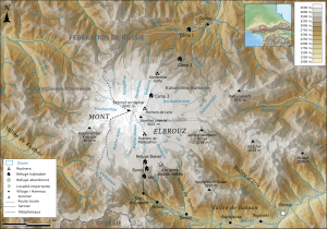 Mapa topográfico del monte Elbrús