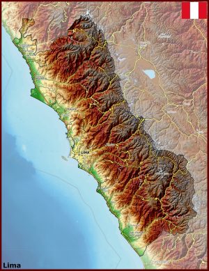 Mapa f&iacute;sico del departamento de Lima
