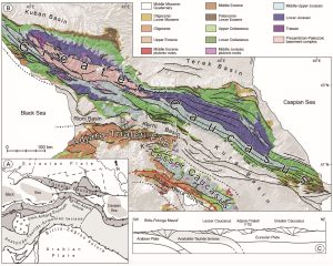 Croquis geológico de la región del Cáucaso.