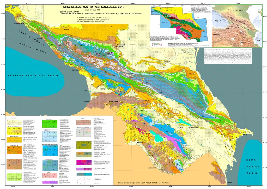 Mapa geológico del Cáucaso.