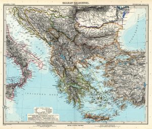 Mapa de la península balcánica en 1891