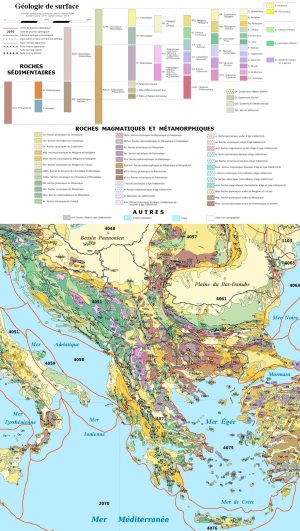 Mapa geológico de la península balcánica