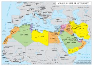 Mapa de Oriente Medio y el Norte de África.