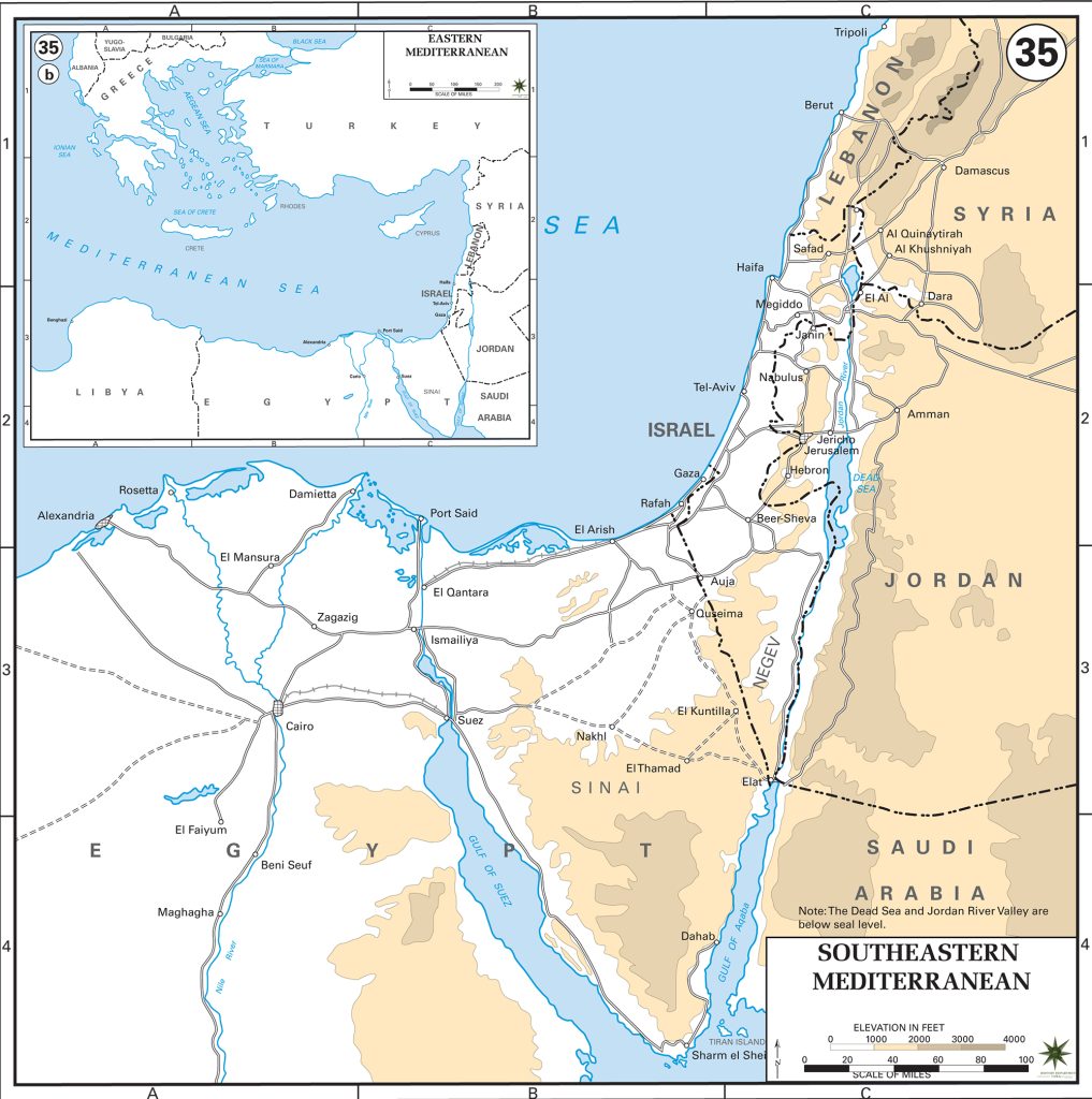 Mapa del sureste mediterráneo.
